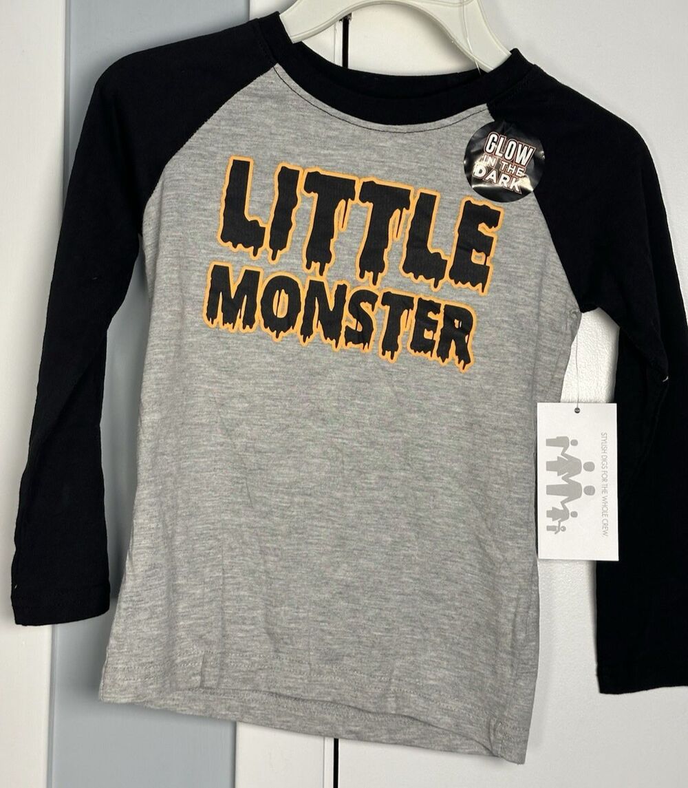 NWT 10Threads Little Monster Baseball T-Shirt Size 4 - Glow in the Dark